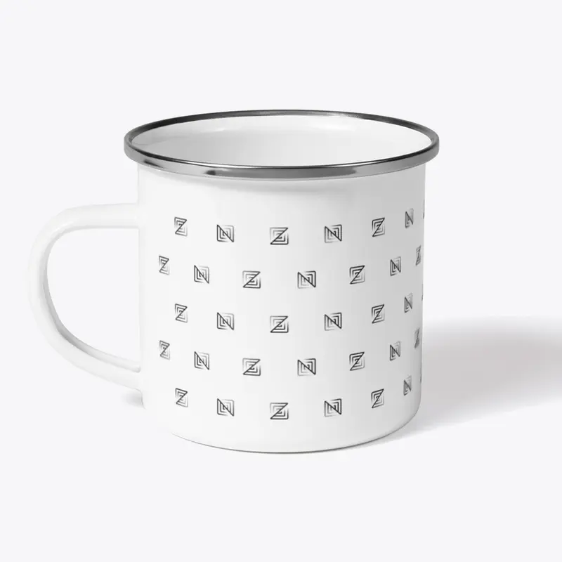 White Logo Print Camping Mug